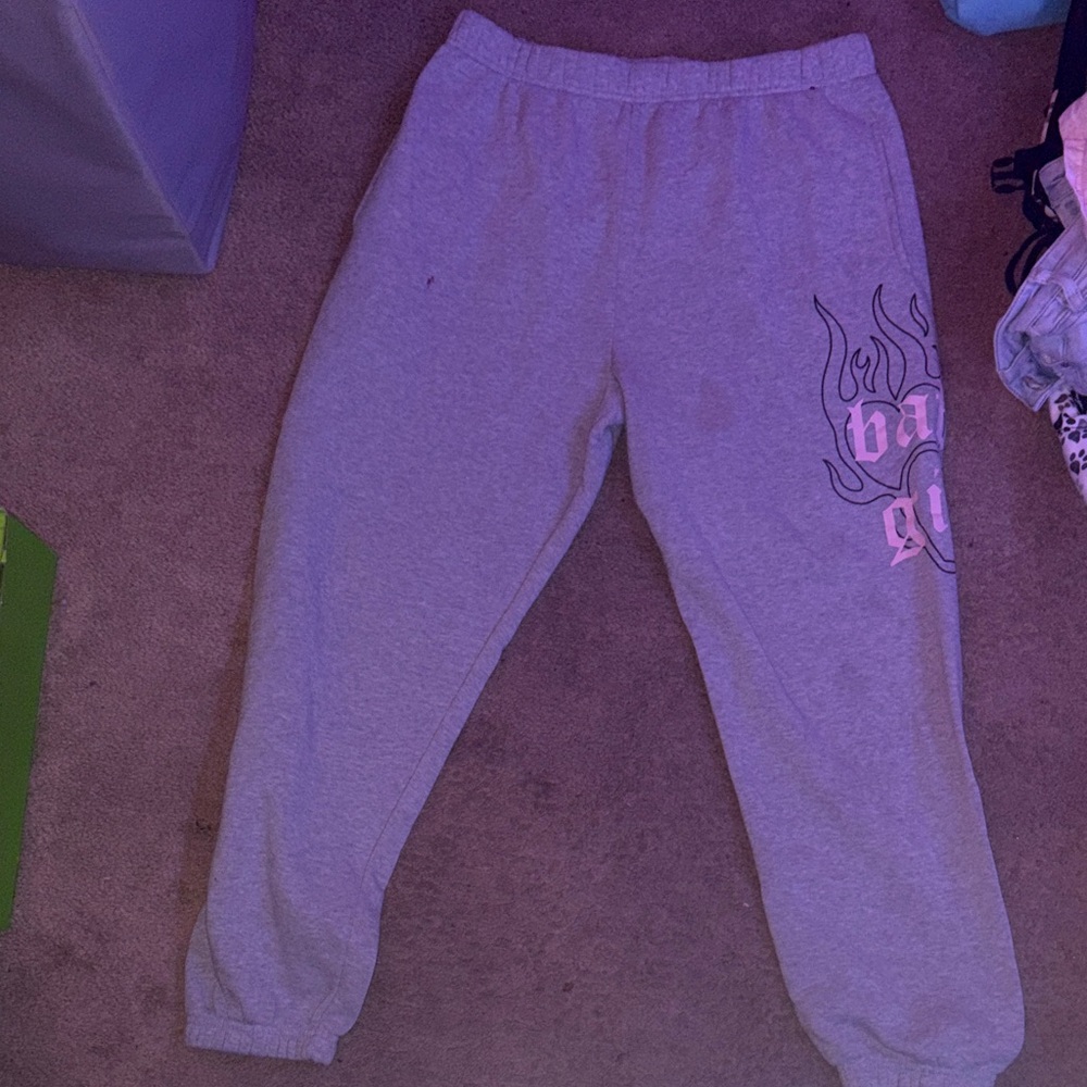 Kids Gray Sweatpants with Graphic Design